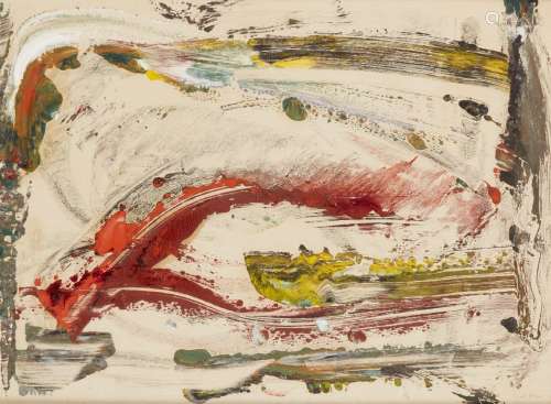 Cecil Higgs, South African 1900-1986- Red and White Wave, 1958; monotype in colours on wove,