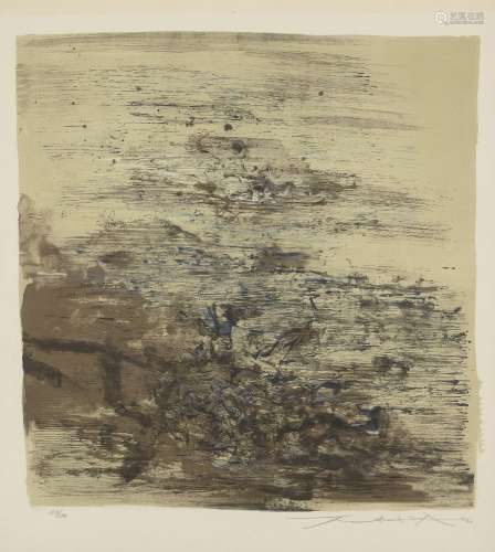 Zao Wou-Ki, Chinese 1921-2013- Untitled [Agerup 128], 1960; lithograph in colours on BFK Rives wove,