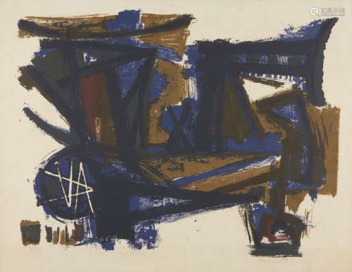 John Levee, American 1924-2017- Untitled, 1954; lithograph in colours on wove, signed, dated and