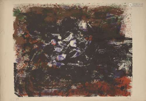 Enrico Baj, Italian 1924-2003- Untitled (Abstract), 1957; lithograph in colours on wove, signed,