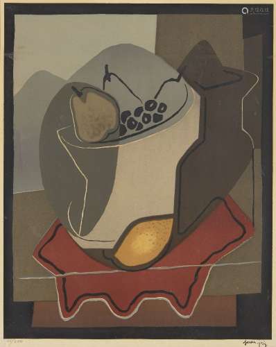 Juan Gris, Spanish 1887-1927- Nature Morte aux Fruits; lithograph in colours on wove, numbered 88/