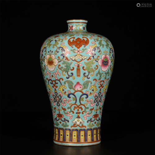 Qianlong famille rose flower pattern plum vase