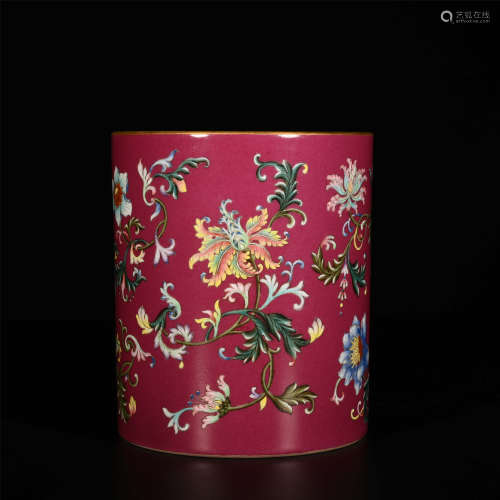 Qianlong foreign color flower pen holder