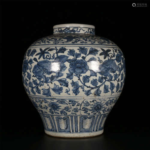 Ming Dynasty Blue and White Flower Jar