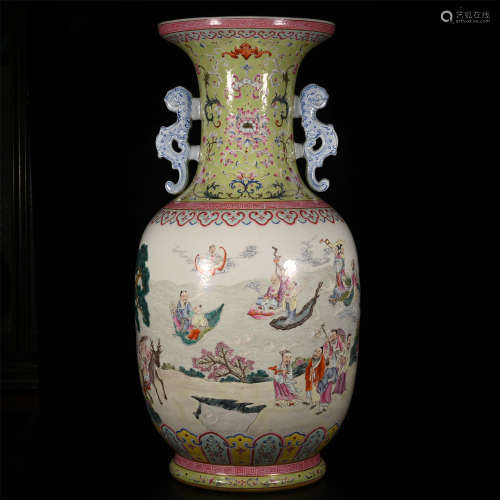 Qianlong famille rose vase with eight immortals