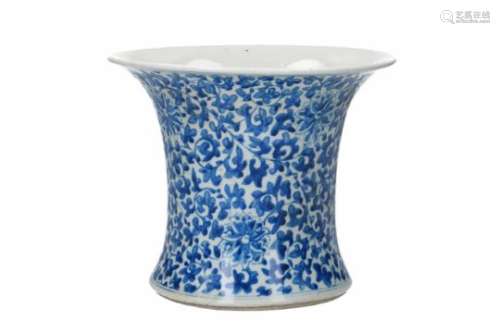 A blue and white porcelain vase with flaring rim, decorated with flowers. Unmarked. China, 19th