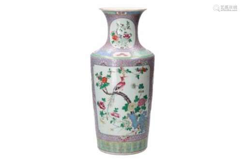 A polychrome porcelain vase, decorated with flowers and birds. Unmarked. China, 19th century.