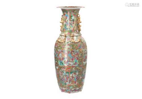 A polychrome porcelain vase, decorated with scenes from the novel 'Journey to the West'. Unmarked.