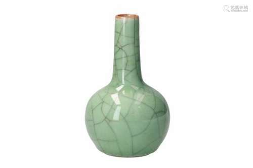 A celadon glazen porcelain vase. Unmarked. China, 19th/20th century. Provenance: collection Hamadi.