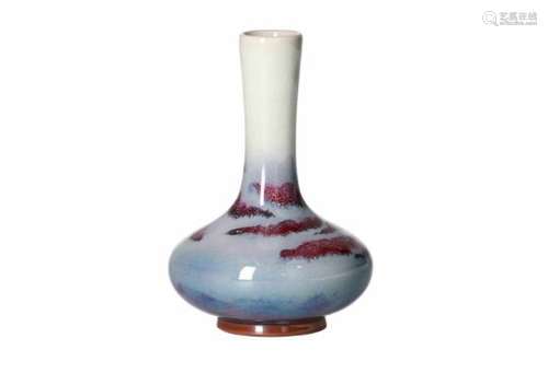 A clair de lune vase with red flare decor. Unmarked. China, ca. 1900.