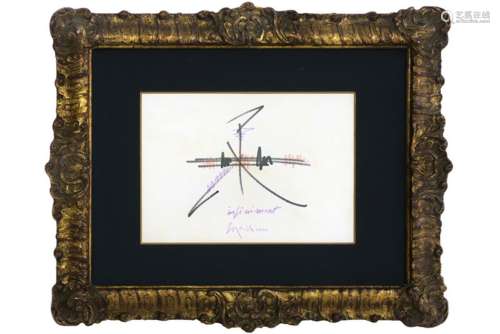 20th Cent. French Georges Mathieu mixed media - signed and with annotation - - [...]