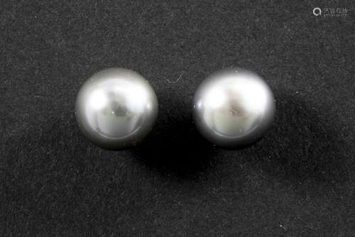 pair of earrings in white gold (18 carat) each with a Tahiti-pearl - - Paar [...]