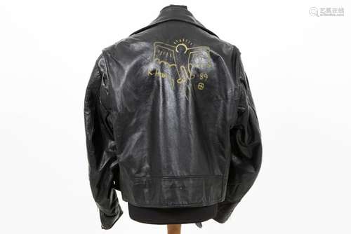 original Keith Haring drawing on a leather jack - signed and dated 1989 prov : former [...]