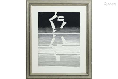 20th Cent. Belgian abstract lithograph - signed Michel Seuphor - - SEUPHOR MICHEL [...]