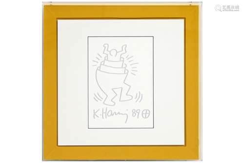 typical Keith Haring drawing - signed, dated 1989 and with a 