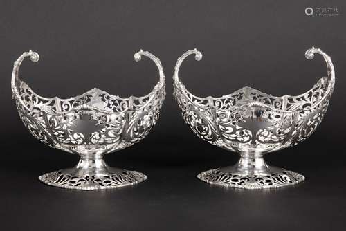 pair of antique English flower baskets in marked and Josiah Williams signed silver - [...]