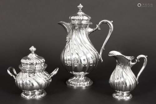 German Art Deco-coffee set (3 pcs.) in marked silver - - OTTO SCHNEIDER driedelig [...]