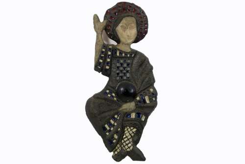 seventies' Belgian wallsculpture in earthenware - attributed to Perignem - - [...]