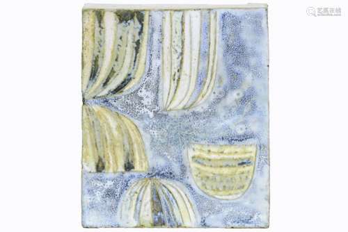 20th Cent. belgian glazed ceramic tile-sculpture with relief by Olivier Strebelle - [...]
