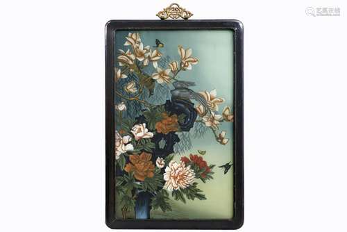 framed Chinese 'behind glass' painting - - Ingekaderde Chinese [...]