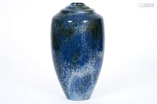sixties' vase in ceramic with iridiscent glaze - illegibly marked - - Onderaan [...]