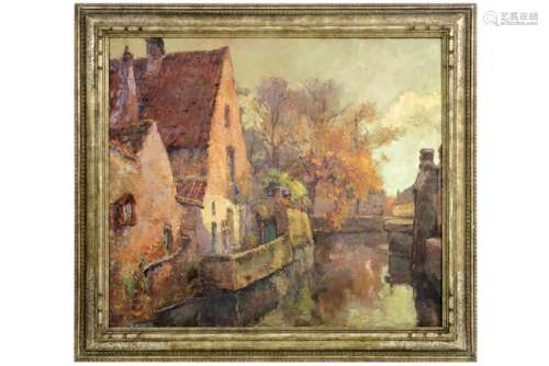 20th Cent. Belgian oil on canvas with a view of Bruges - signed Alfred VanNeste - [...]