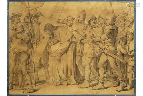 large drawing (on paper on canvas) - signed E. Lybaert - - LYBAERT E. grote [...]