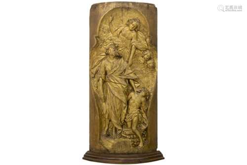 17th Cent. French relief sculpture in guilded wood with a expressively carved theme [...]