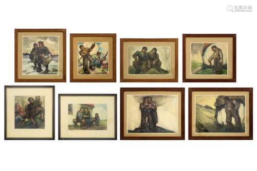 series of eight 20th Cent. Belgian mixed media - signed Lucien Nolens - - NOLENS [...]