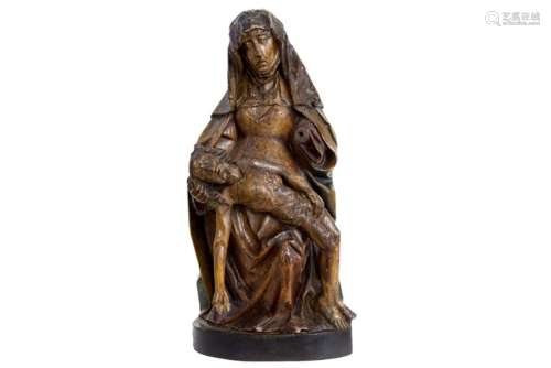 15th/16th Cent. Flemish gothic 'Pieta' sculpture in wood with remains of the original [...]