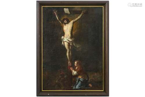 17th/18th Cent. Hispano-Flemish oil on canvas with the adoration of the Holy Cross by [...]