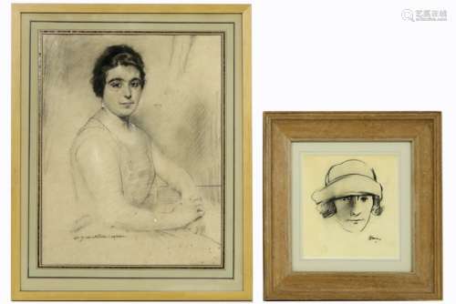 two Art Deco period Belgian drawings - signed Charles Watelet (dated 1924) & signed [...]