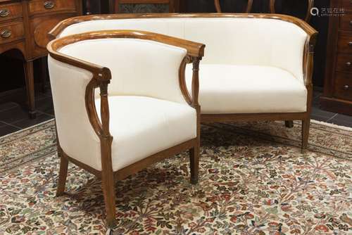 19th Cent. Near Eastern neoclassical set of armchair and settee in exotic wood with [...]