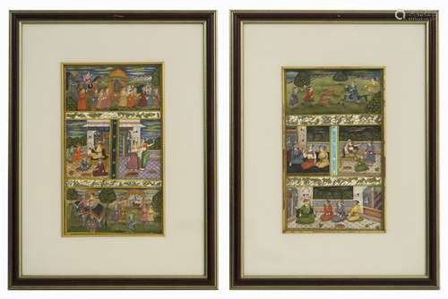 pair of antique Indian Moghul paintings - - Paar antieke Indische [...]