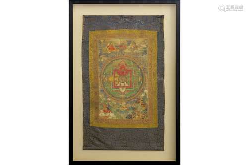 antique Tibetan tangka with the representation of the four doors of the celestial [...]