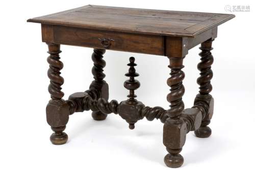 small 17th/18th Cent. baroque style table with drawer in oak with very nice patina - [...]