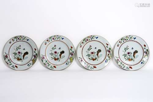 series of four 18th Cent. Chinese dishes in porcelain with Famille Rose decor with [...]