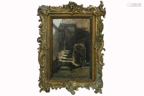 19th Cent. Belgian oil on panel - signed Henri De Braekeleer represented in a book [...]