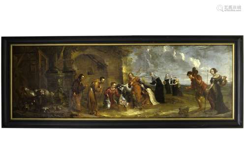 17th Cent. Flemish oil on canvas with a rare size (82 x 224 cm) and with a curiously [...]