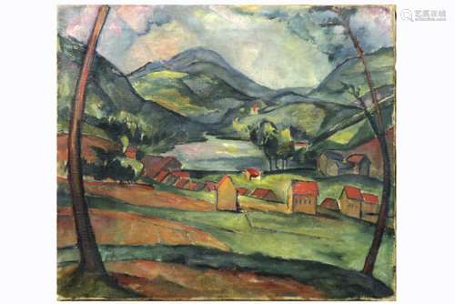 early 20th Cent. Russian oil on canvas with a landscape in Cézanne style - [...]