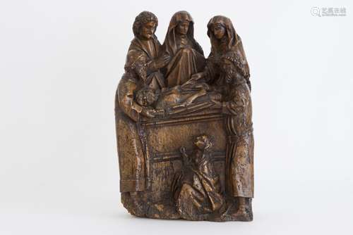 late 15th Cent. Flemish gothic style sculpture in wood with six figures around [...]