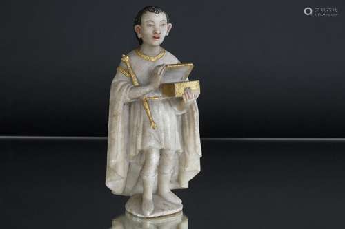 16th Cent. European gothic sculpture in alabaster with polychromy representing Caspar [...]