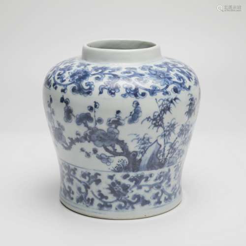 清雍正松竹梅纹天字罐
A rare pine, bamboo and plum pattern sky-shaped jar, Yongzheng period, Qing Dynasty