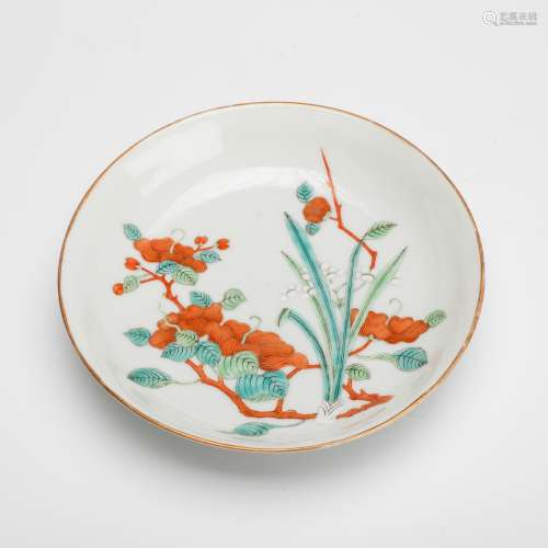 清光绪官窑粉彩兰花纹盘
A rare official kiln famille rose pattern plate, Guangxu period of Qing Dynasty