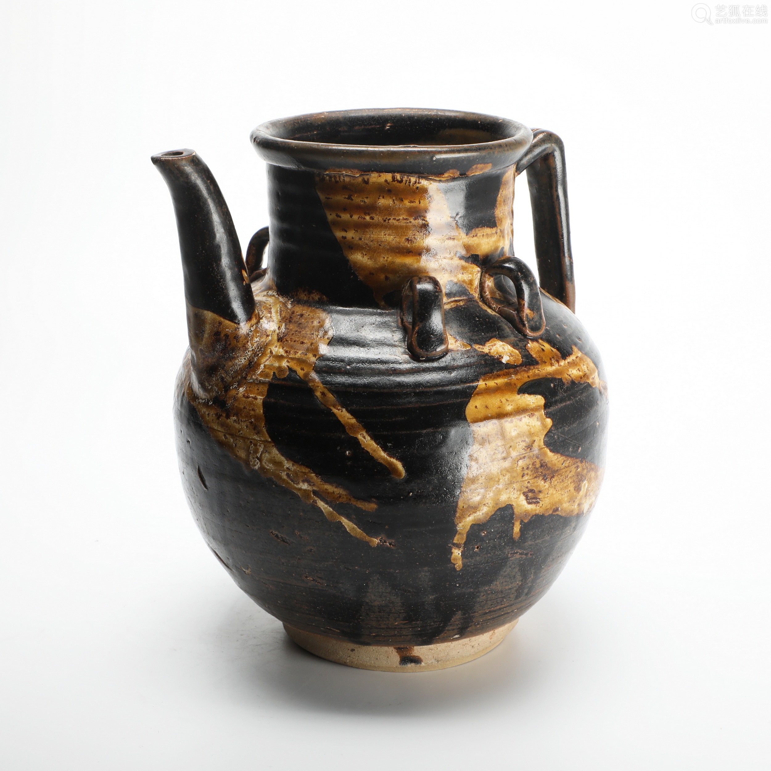 宋代吉州窑黑釉加黄彩大执壶A rare black-glazed black-glazed pot with yellow color from Jizhou kiln, Song Dynasty-【Deal Price Picture】 宋代吉州窑黑釉加黄彩大执壶A rare black-glazed black-glazed pot with yellow color from Jizhou kiln, Song Dynasty-【Deal Price Picture】