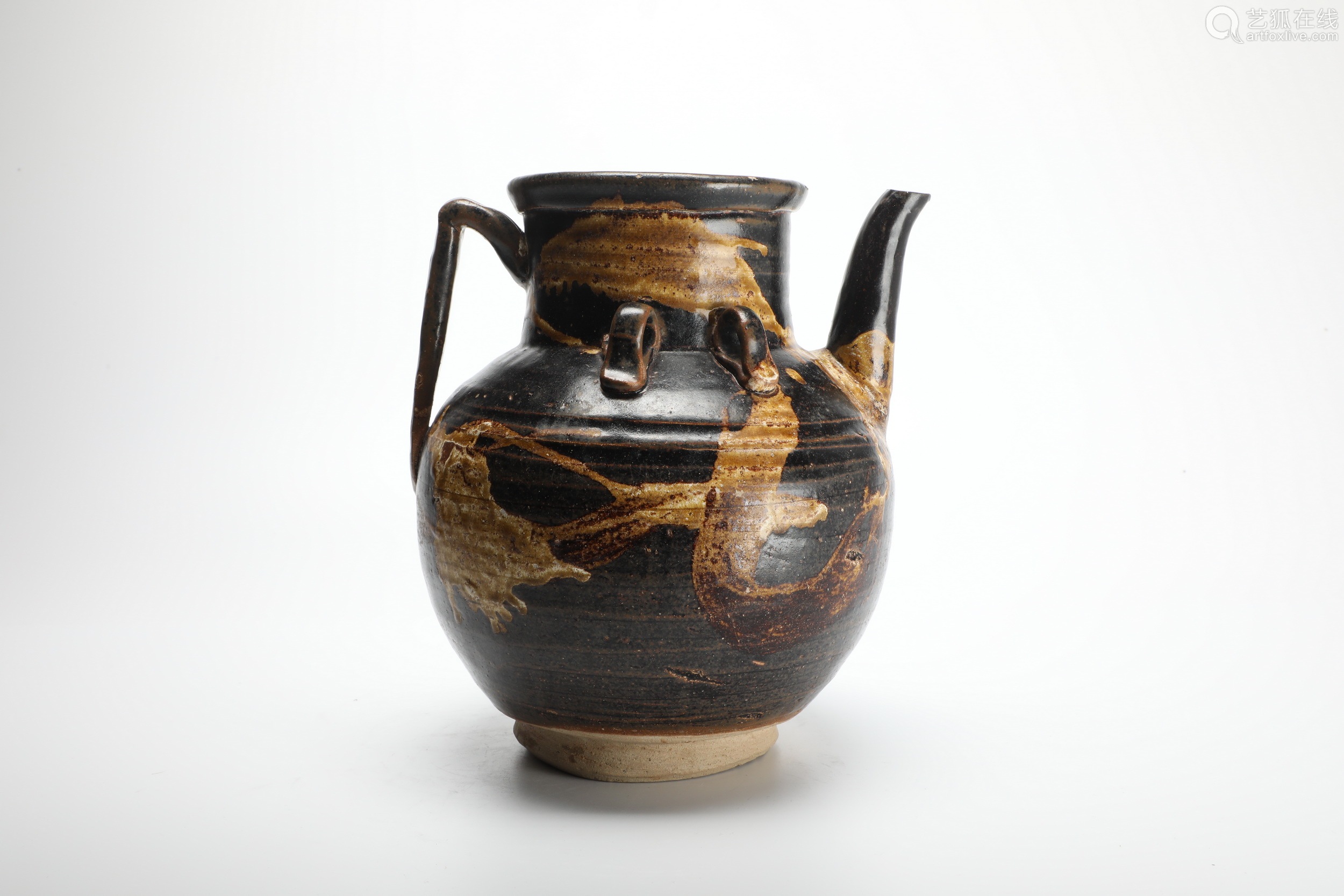 宋代吉州窑黑釉加黄彩大执壶A rare black-glazed black-glazed pot with yellow color from  Jizhou kiln, Song Dynasty－【Deal Price Picture】