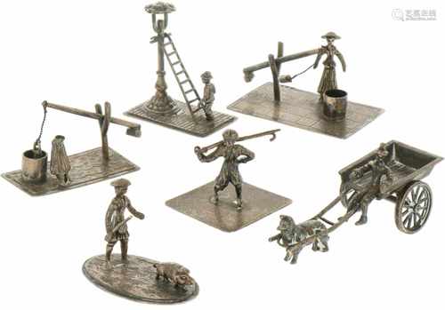 (6) Delig lot miniaturen zilver.