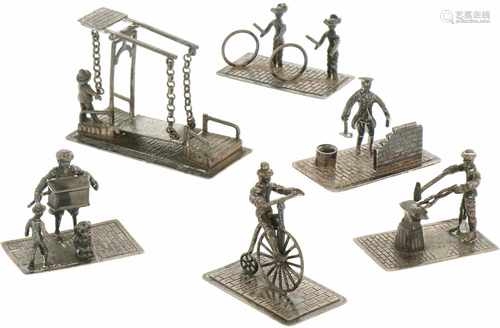 (6) Delig lot miniaturen zilver.