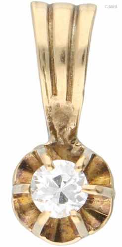 Geelgouden solitair hanger, met ca. 0.05 ct. diamant - 14 kt.