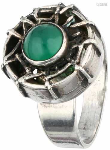 Zilveren Bengt Hallberg (BeH) ring, met chrysopraas - 830/1000.